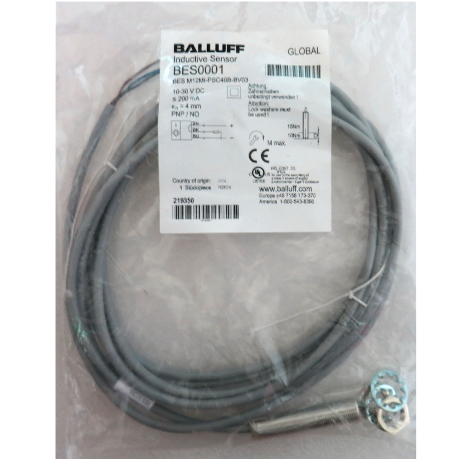 BALLUFF BES M12MI-PSC40B-BV03(BES0001 )Inductive Standard Sensors PNP New