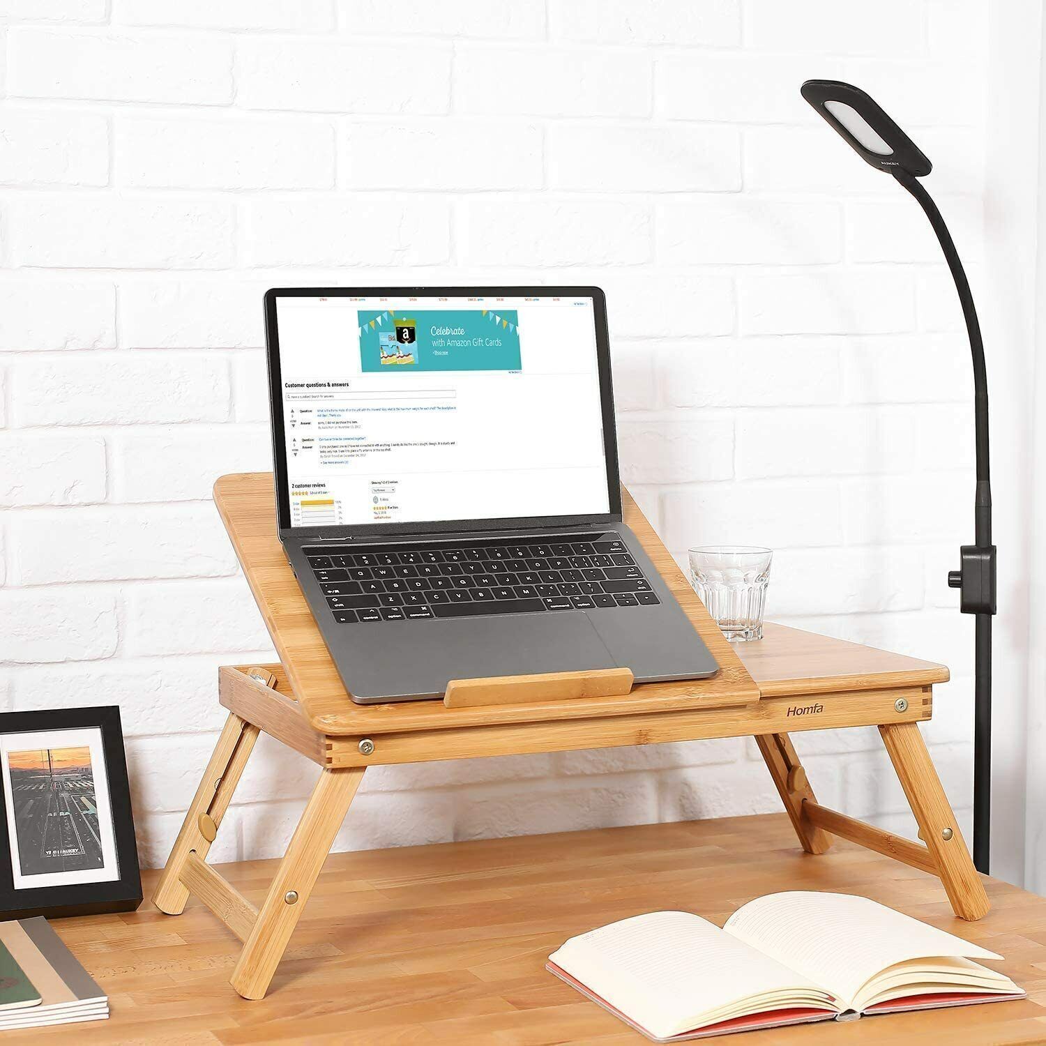 Adjustable Bamboo Laptop Folding Lap Desk Notebook Bed Tray Table Portable Stand