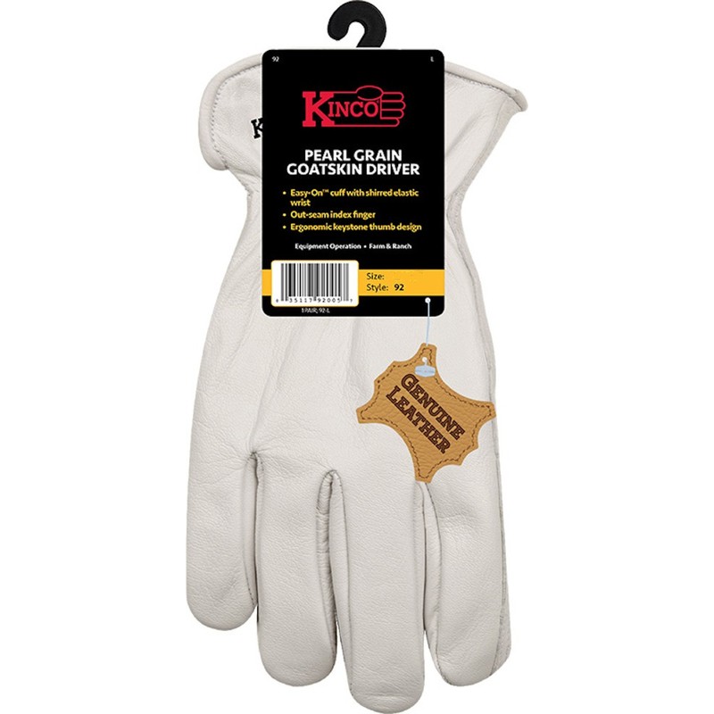 Kinco 92-XL Goatskin Leather Pearl Keystone Thumb Men's Driver Gloves X-Large