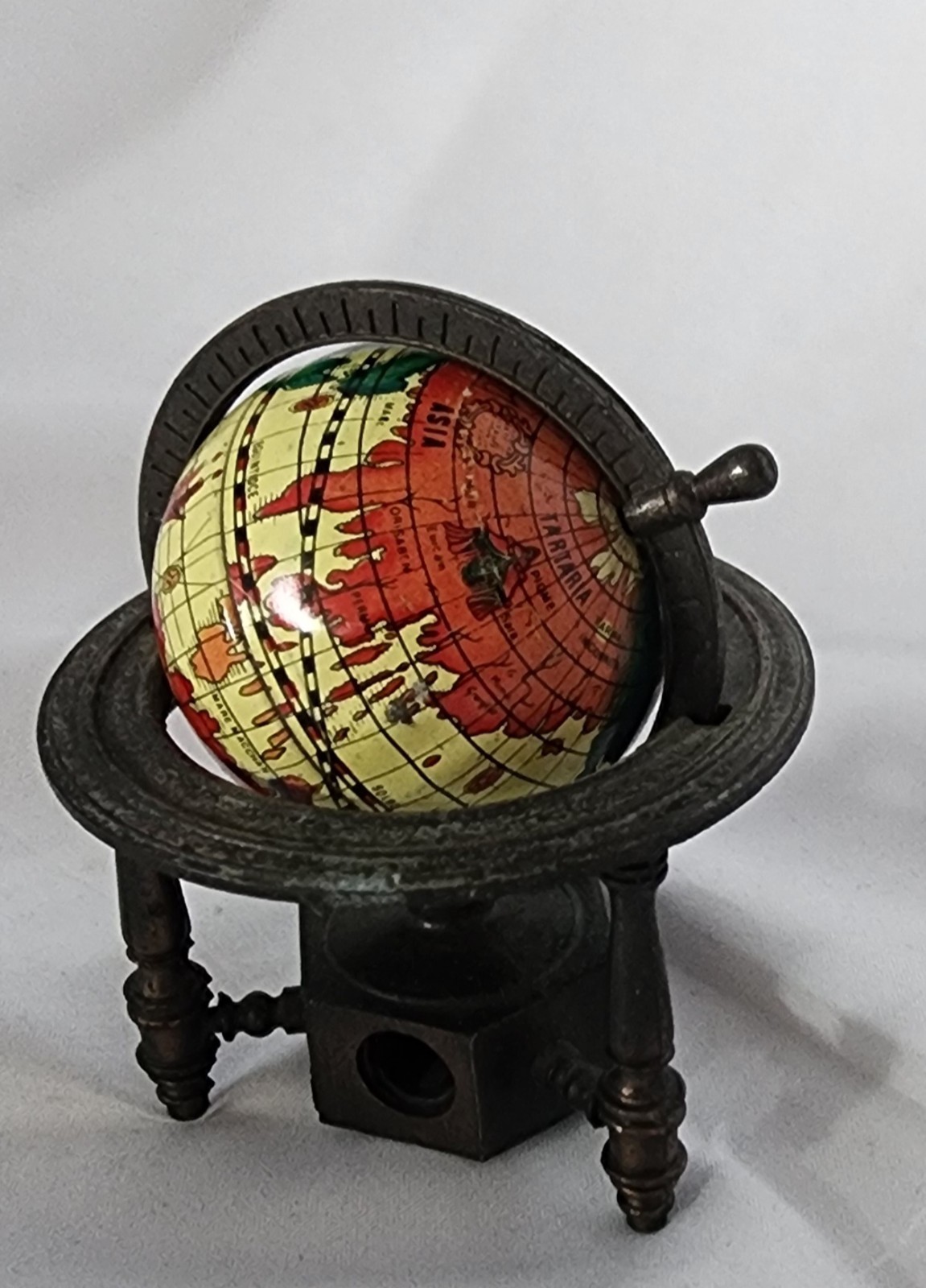 Vintage Globe Metal Pencil Sharpener Collectible