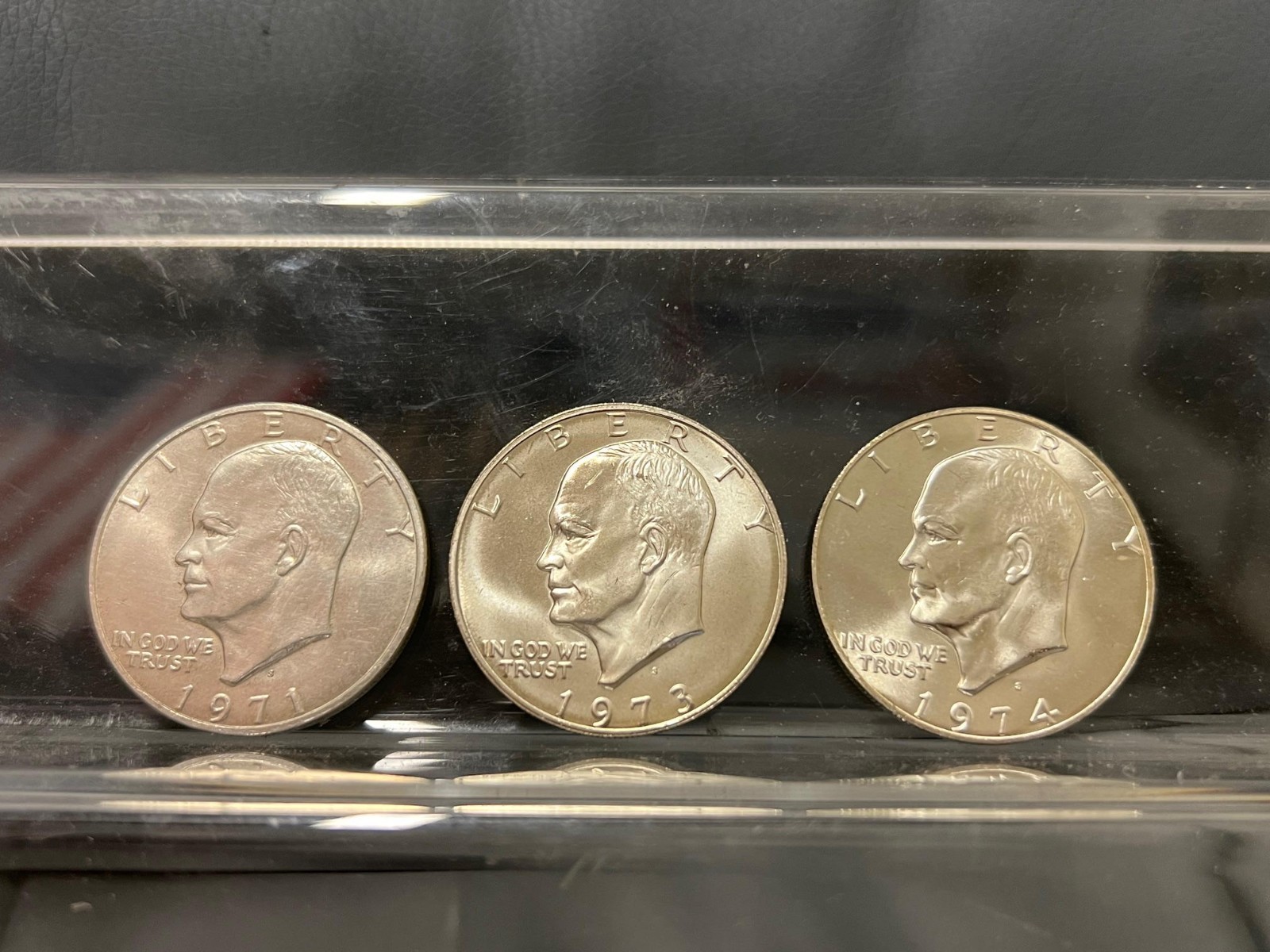 Eisenhower Dollars THREE BIG OLD GEM BU USA SILVER COINS-AND  A GREAT SILVER BUY