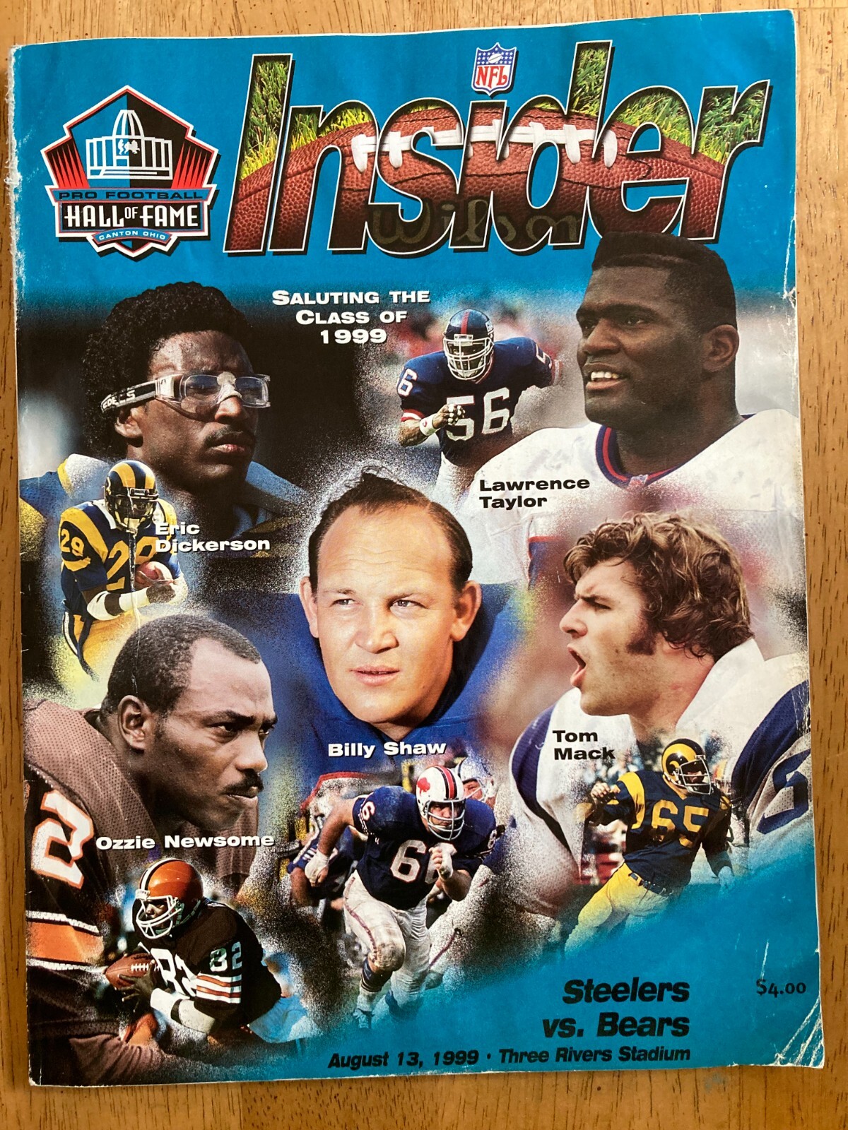 VIntage Insider Program, Pittsburgh  Steelers vs. Bears, August 13. 1999