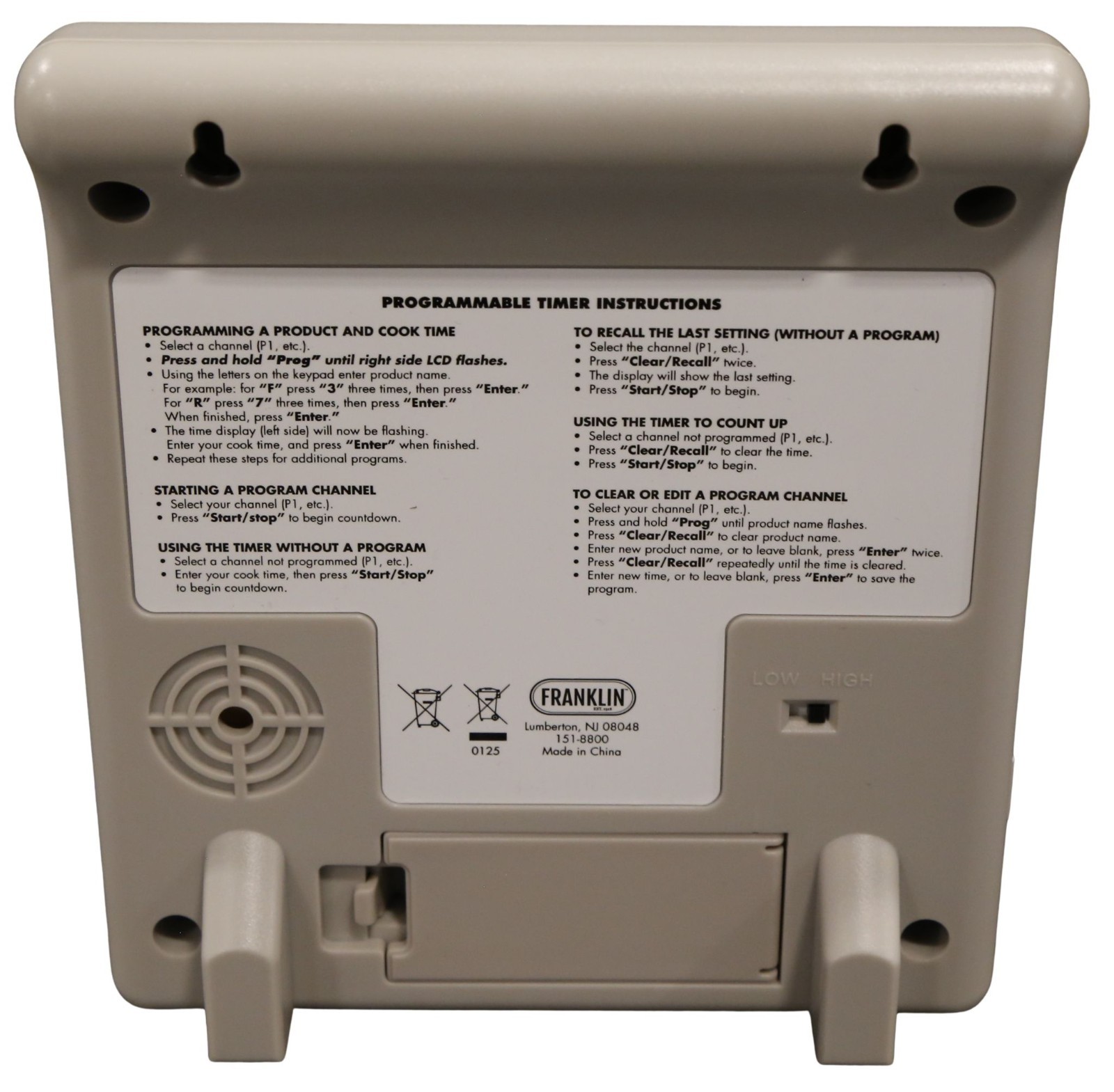 FMP 151-8800 Digital Kitchen Timer – 8-in-1 Battery Operated Digital Timer