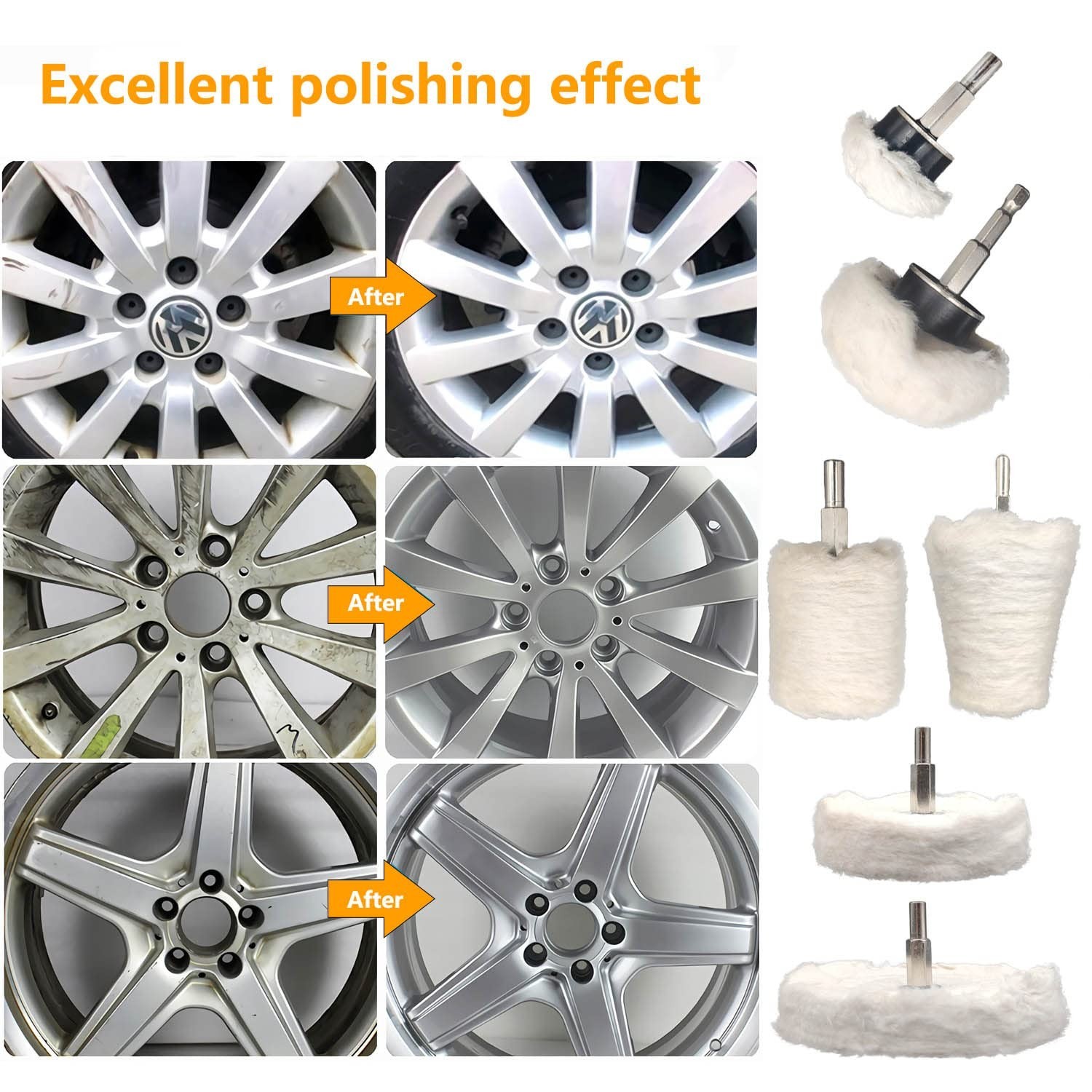 Professional Buffing Wheel Set - 6 Tools for Flawless Polishing on Any Surface