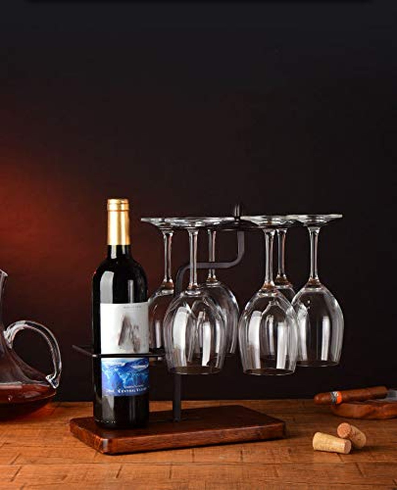 Red Wine Stemware Racks Kitchen Bar Table Decoration Metal Drying Rack Wine G...