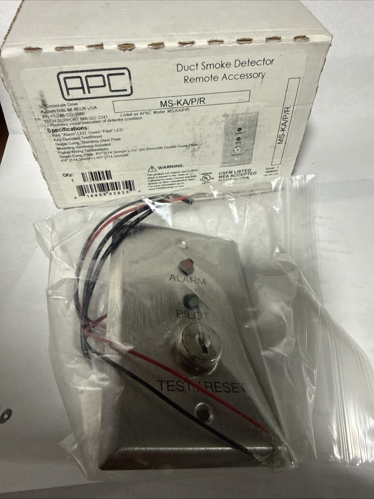 Air Products & Controls MS-KA/P/R Smoke Detector Fire Accessory Interface Module