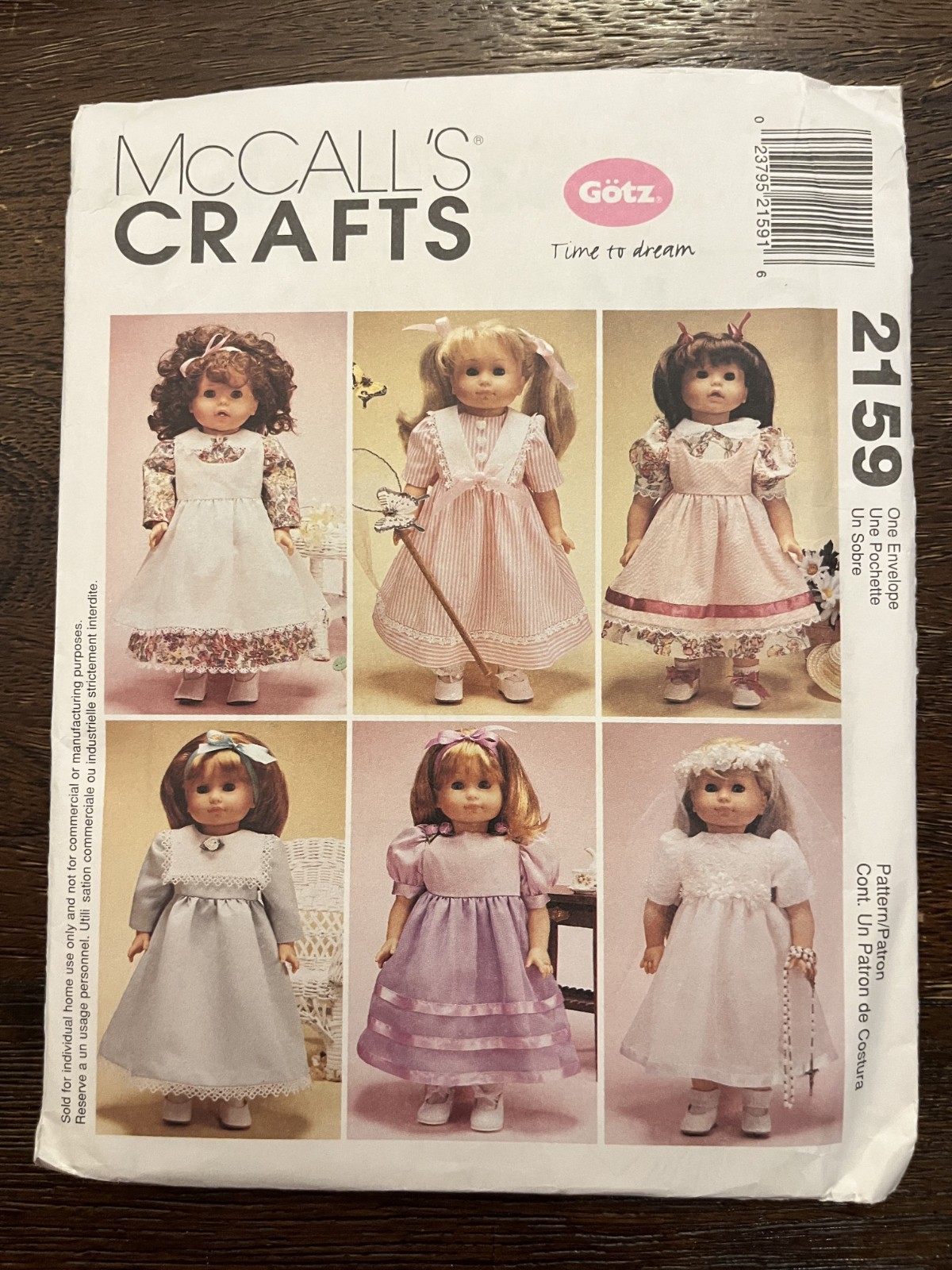 McCall's 2159 UNCUT Sewing Pattern, 18" Doll Clothes