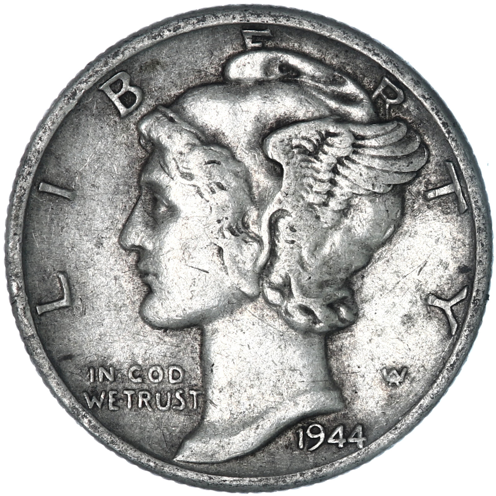 1944 S Mercury Dime 90% Silver Very Fine VF