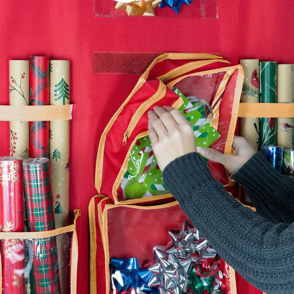 9 Gal. 8-Compartment Hanging Holiday Gift Wrap Organizer