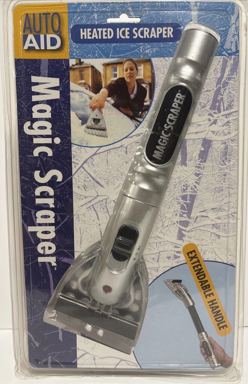 12V Car Electric Heated Ice Snow Scraper Window Ice Remover w/Squeegee 15’ Cable