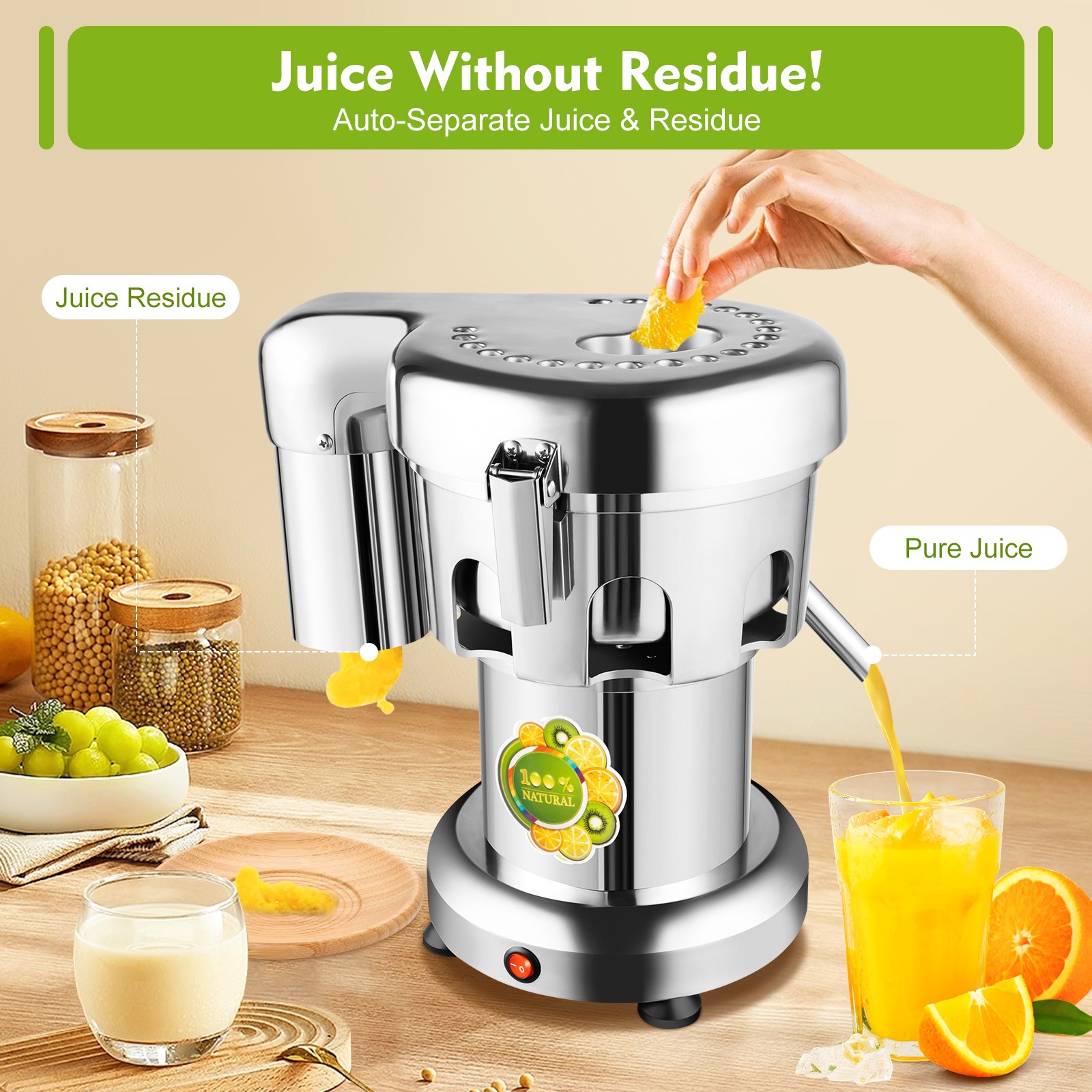 Commercial Heavy Duty Juice Extractor Machine Stainless Steel Juicer New US
