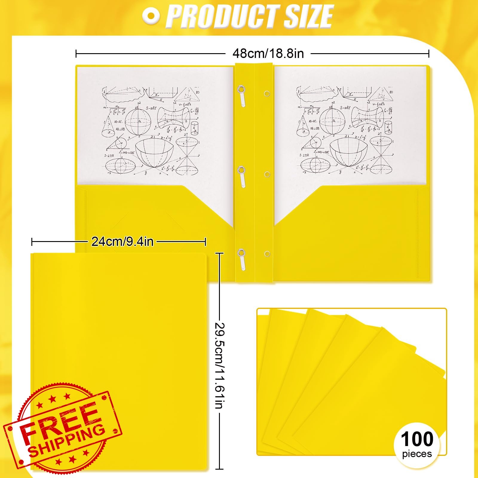 Lincia Yellow Prong Folders 100 Pack