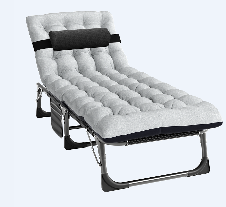 Rollaway Folding Bed & Thick Mattress 4 Position Adjustable Cot Chair Recliner