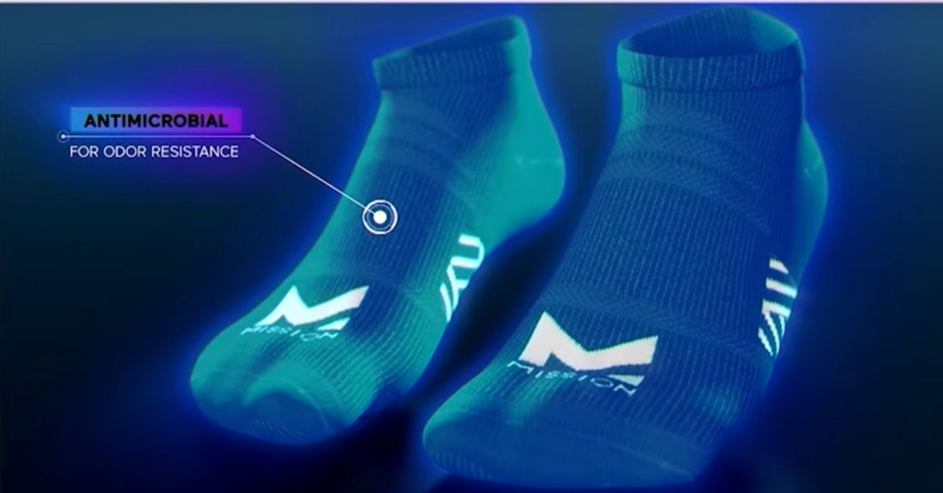 Six Pairs Of Mission Pinnacle Socks WOMENS NO SHOW MEDIUM BLUE HEAT ODOR RESIST