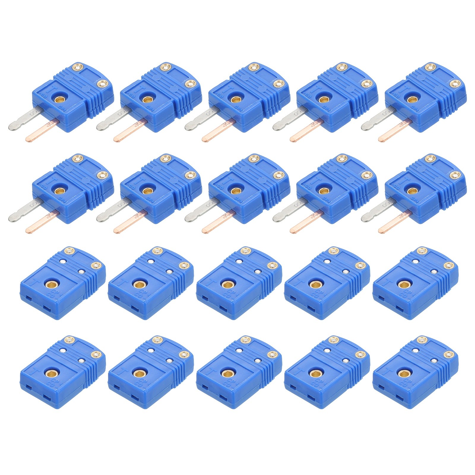 Mini t Type Male Female Plug Adapter 220°C(428°F) Blue 10 Set