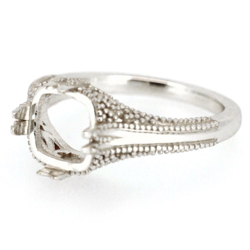 Sterling Silver Semi Mount Ring Setting Cushion Cut CU 8x8mm Vintage Reprod