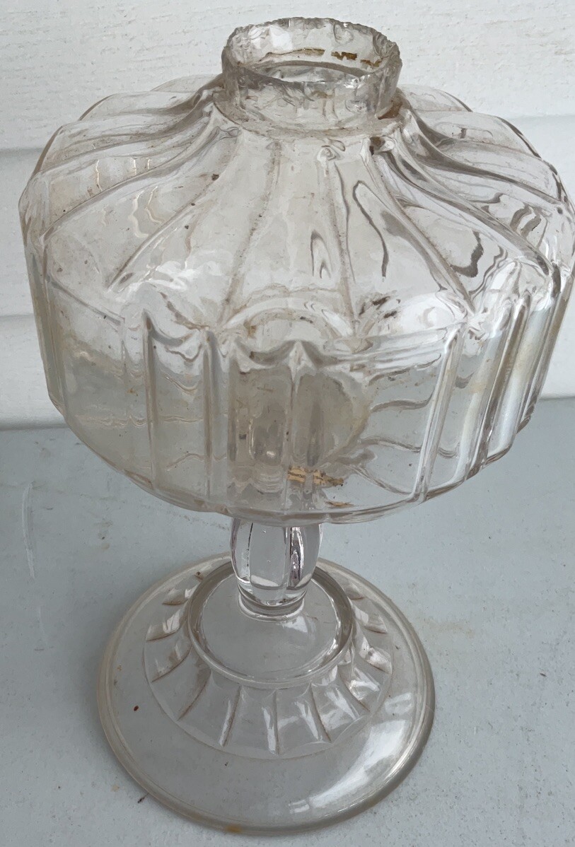 VINTAGE OIL,KEROSENE LAMP BASE ONLY CLEAR GLASS