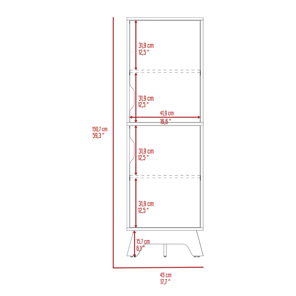 Multistorage cabinet 59" H, two doors, four internal shelves, Light oak / Whit