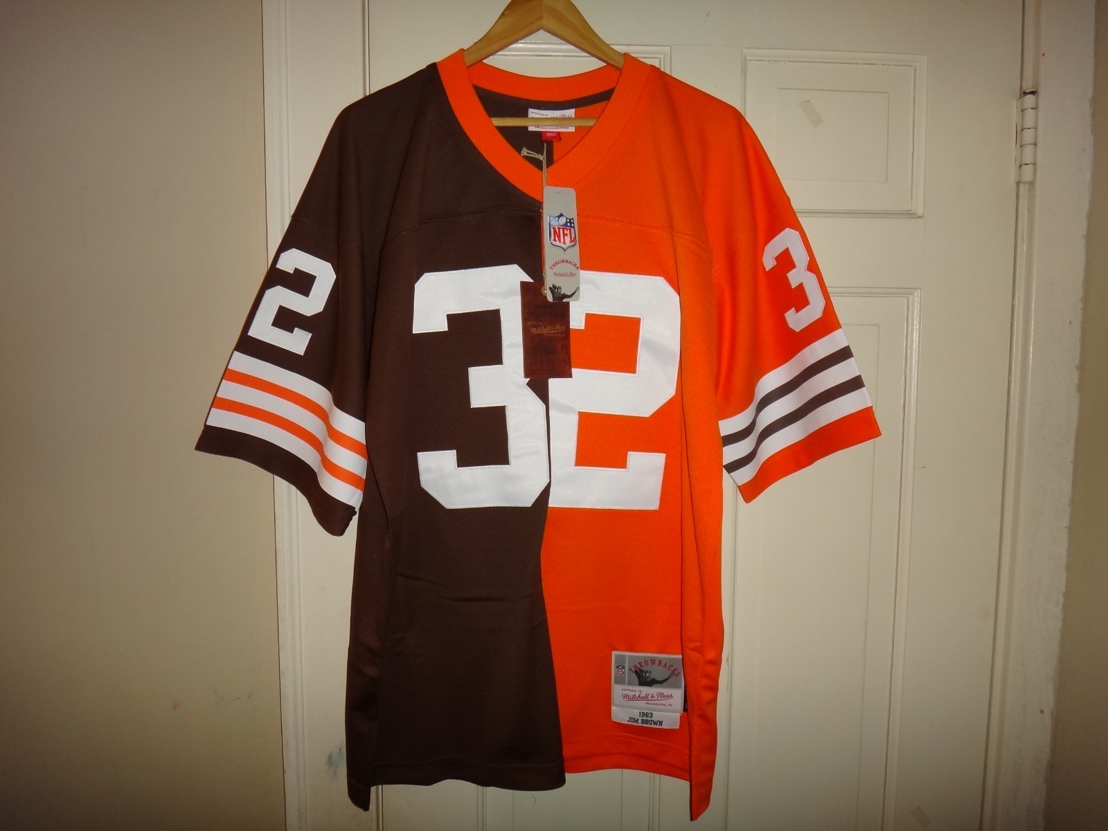 Men's Jim Brown 1963 Mitchell & Ness Browns Split Throwback Legacy Jersey $175