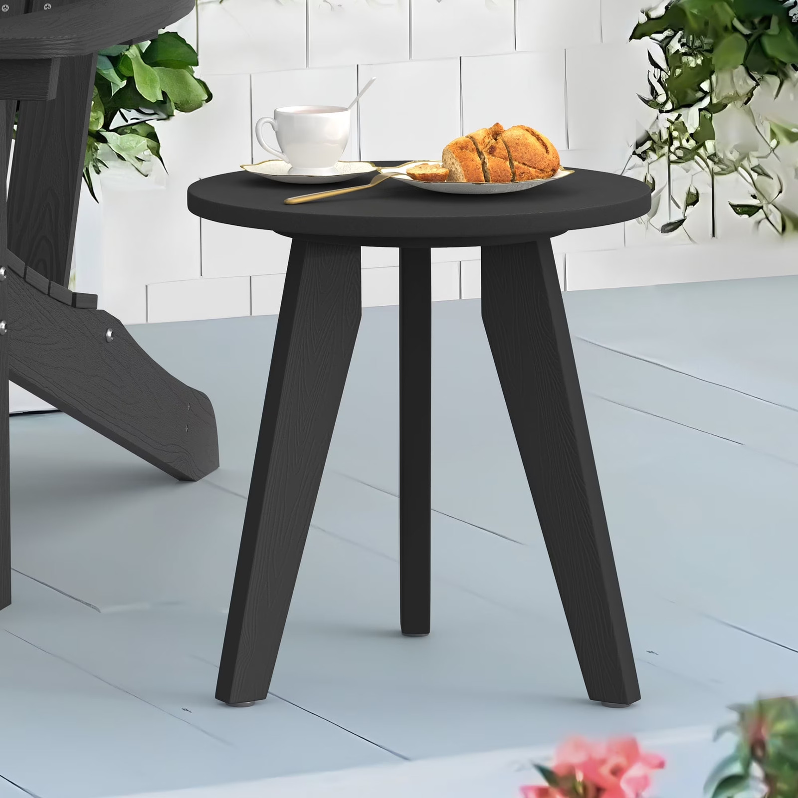Outdoor Side Table for Patio, Small round End Table Weather-Resistant for Liv...