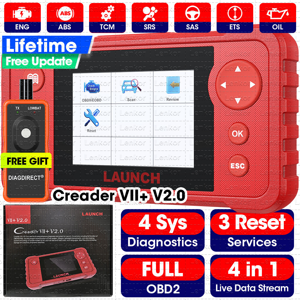2025 LAUNCH Creader VII+ V2.0 OBD2 Diagnostic Scanner ABS SRS Fault Code Reader