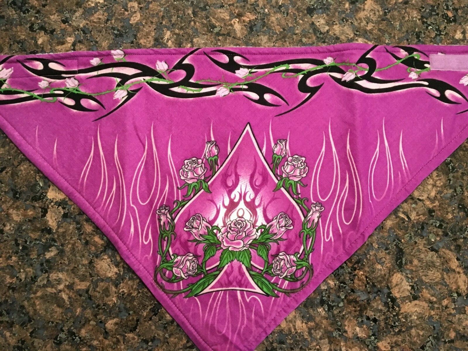 Pink Spade Roses Fleece Lined Biker Bandana