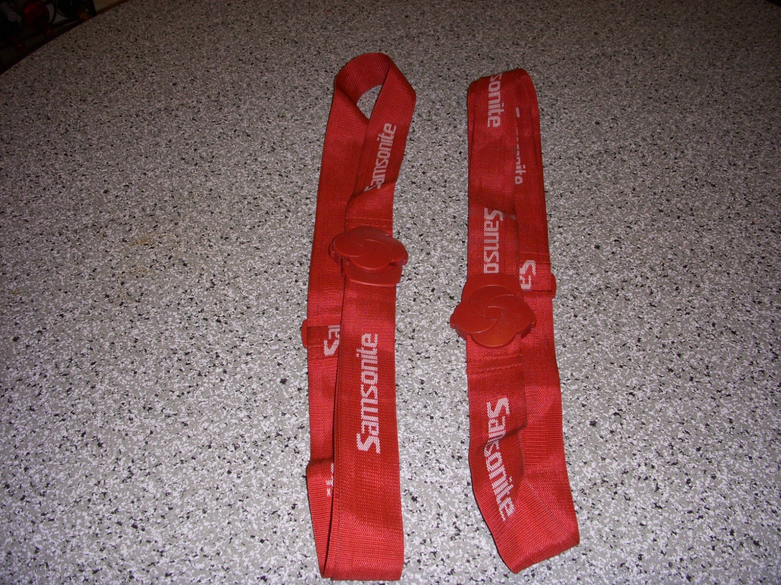 Samsonite Red & White Stripe Luggage Straps Set of Two