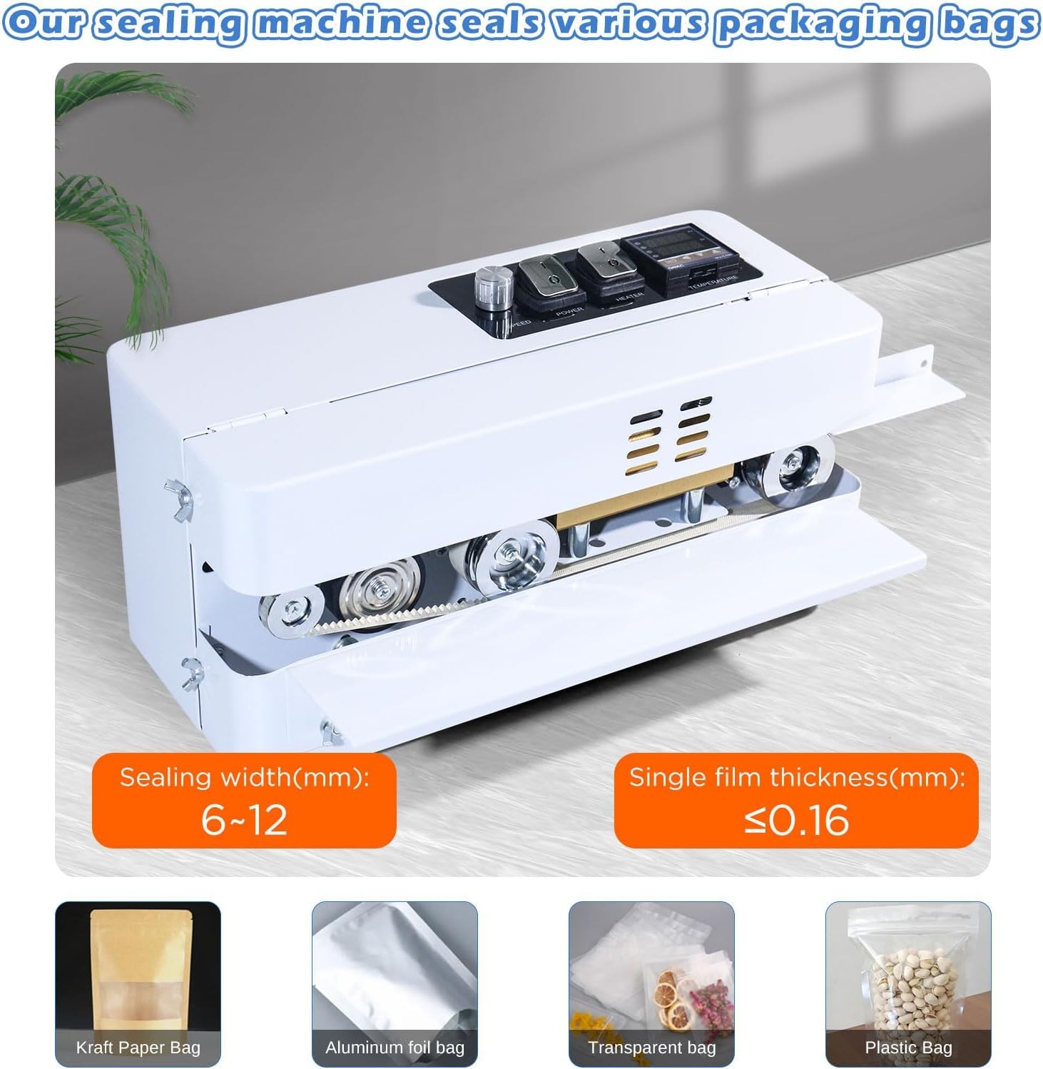 Automatic Continuous Bag Band Sealing Machine, Digital Temp Control