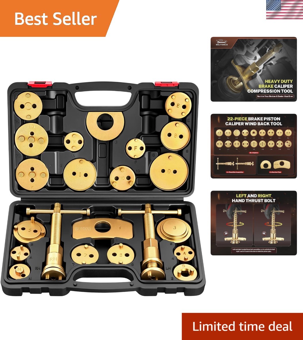 Durable Carbon Steel Brake Caliper Compression Tool with Heavy-Duty Storage Case
