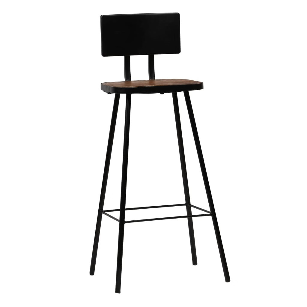 Bar Chair Set of 2 Dark Brown, Black
