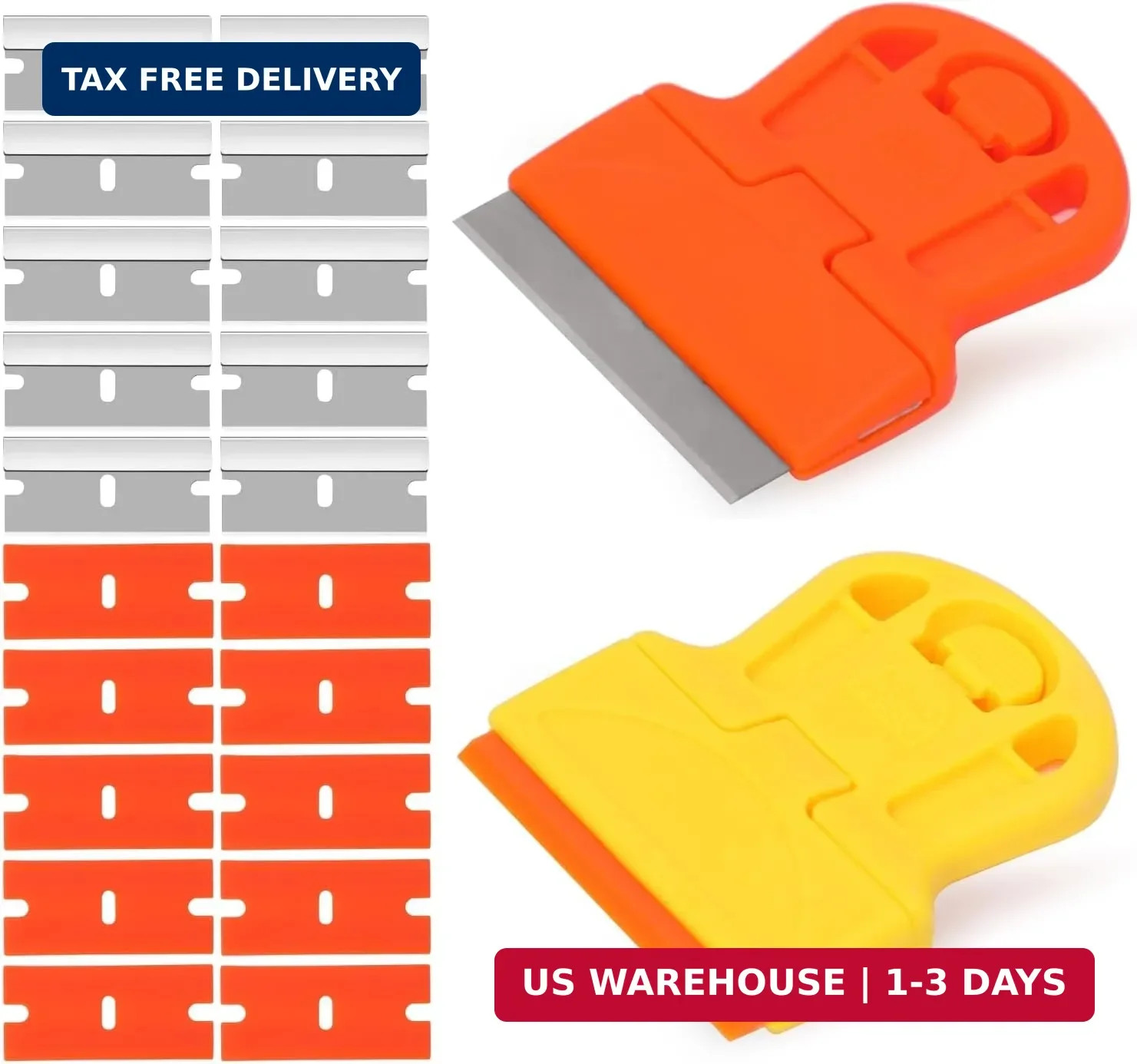 2 Pack Razor Blade Scraper Plastic Razor Blade Scraper Scraper Tool with Extra 1
