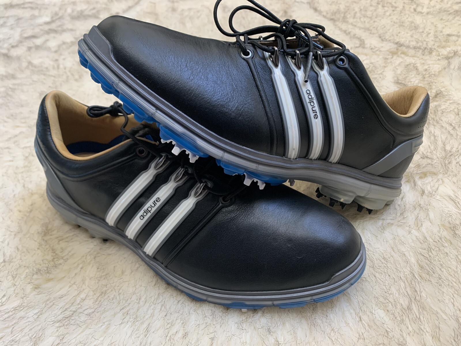 NEW Adidas Men's Pure 360 Black/White Leather Gold Shoes (8) $250