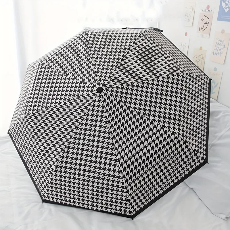 UV umbrella,houndstooth Noble style,Folding Umbrella,Wind resistant,Sunshade and