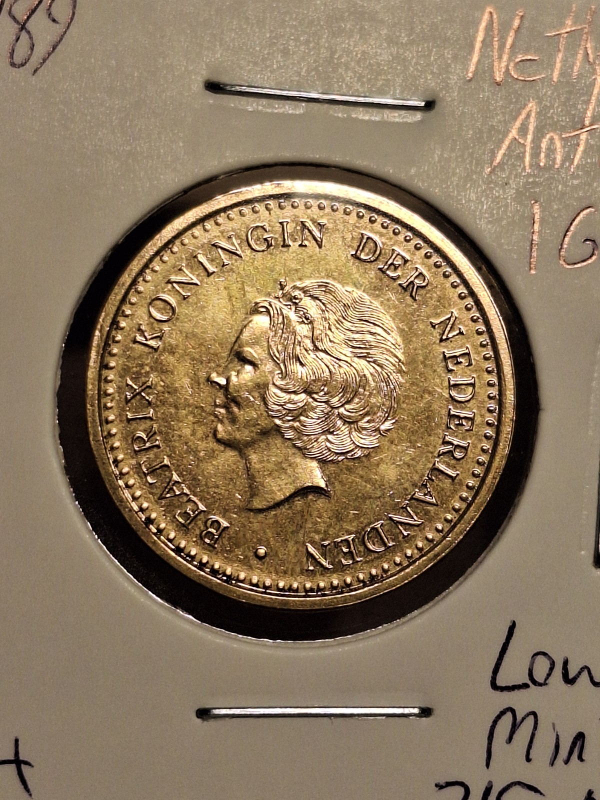 Lower Mintage 1989 Netherlands Antilles 1 Gulden Nice ~AU+/UNC Only 715,000 Ex.
