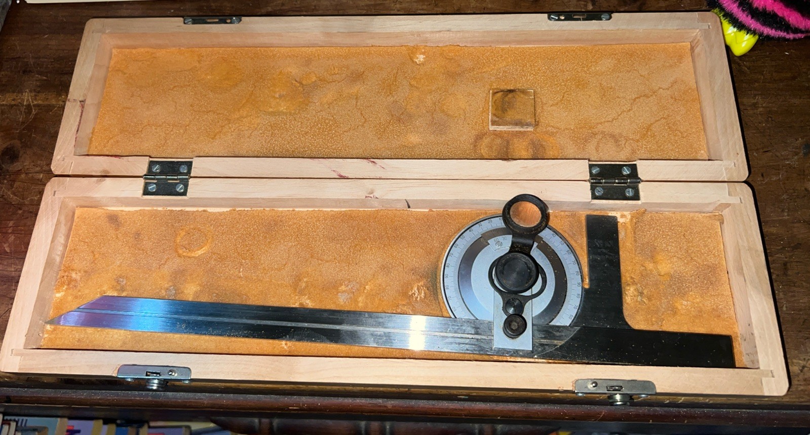 VIS Bevel Protractor Set 12" Beam in Wood Box Made in Poland Machinist Magnifier