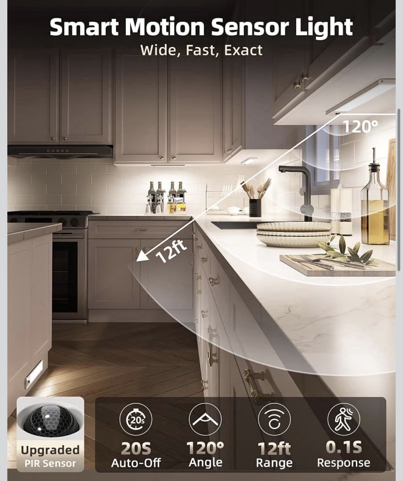 EZVALO 5 Pk Magnetic Lighting Rechargeable Motion Sensor Light LED with control