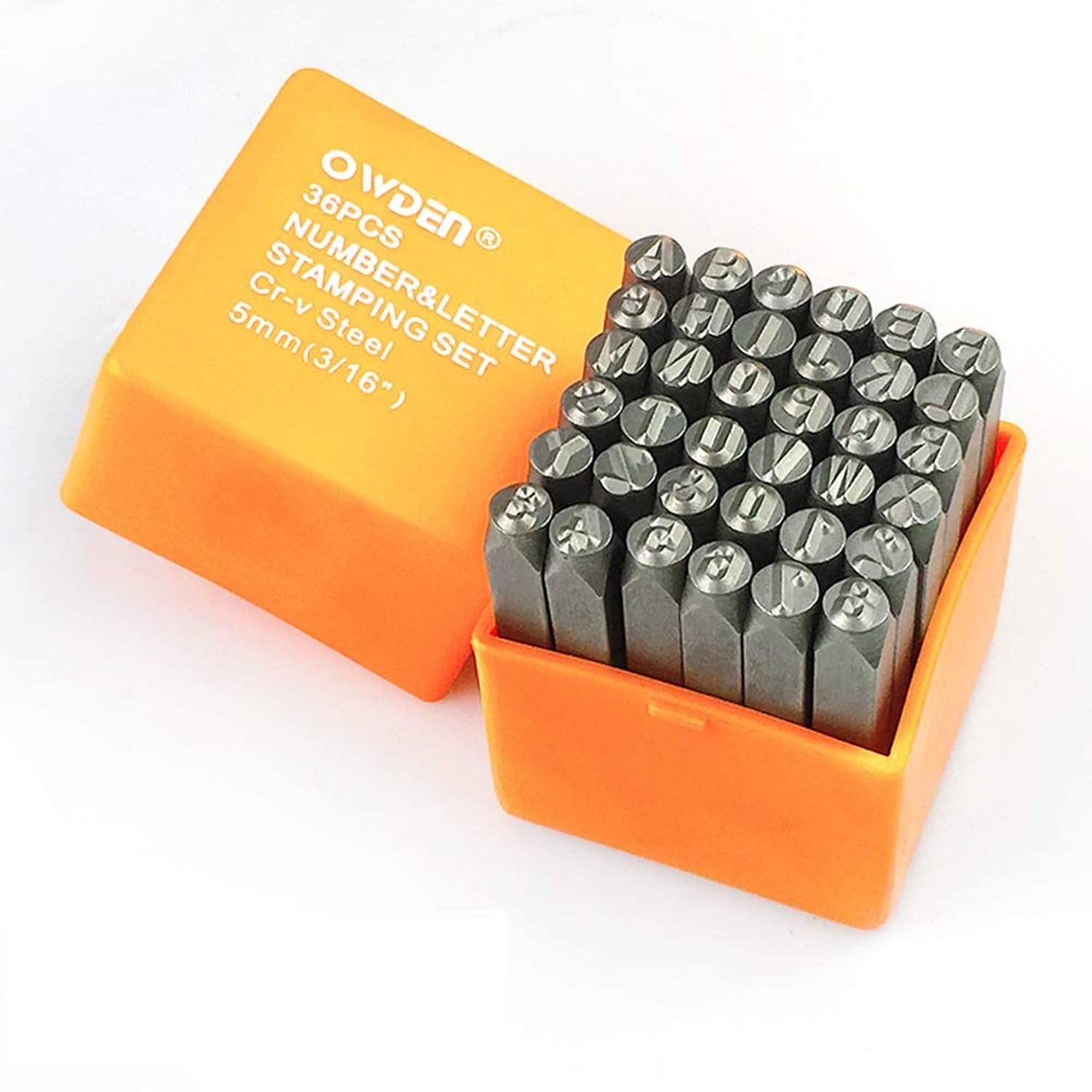 OWDEN Professional 36Pcs. Steel Metal Stamps Set,(3/16”) 5mm,Steel Number