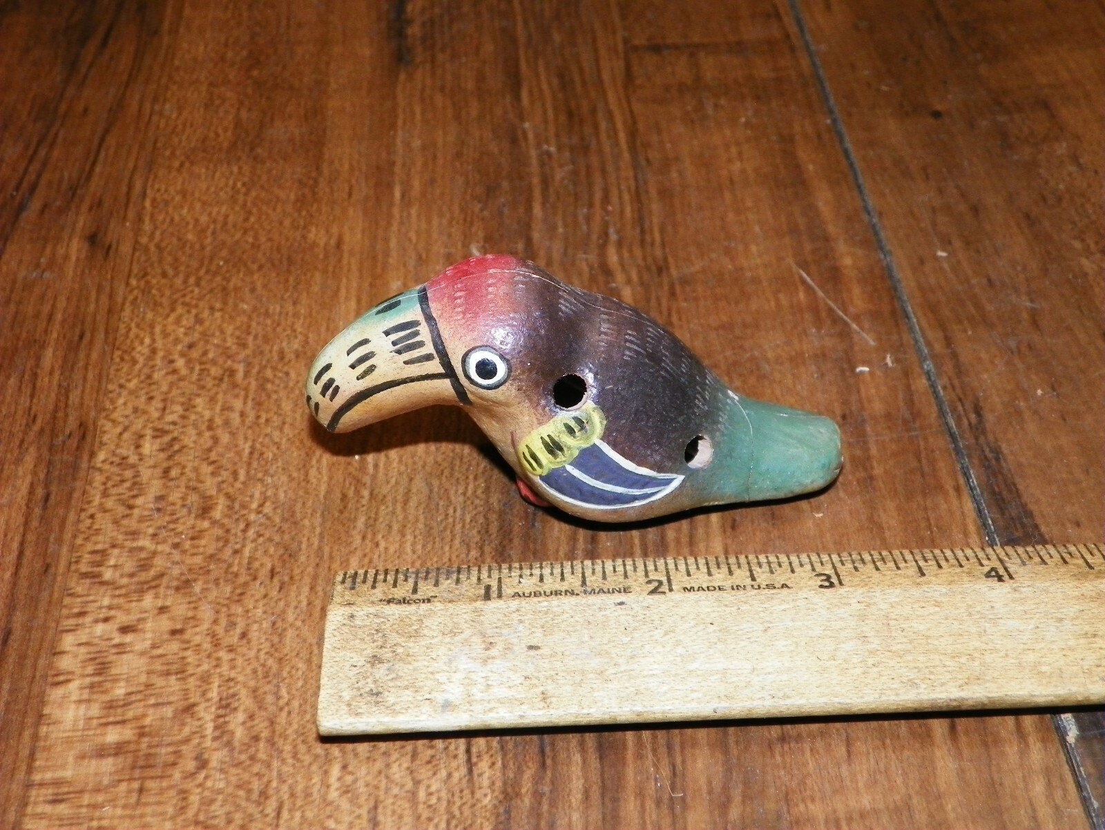 Vintage Hand Painted Pottery Bird Whistle - Made in Peru