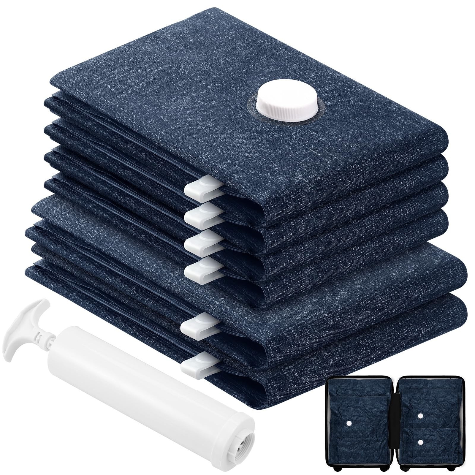 6 Pack Cloth Vacuum Storage Bags, Vacuum Seal Bags for Clothing with Hand Pum...
