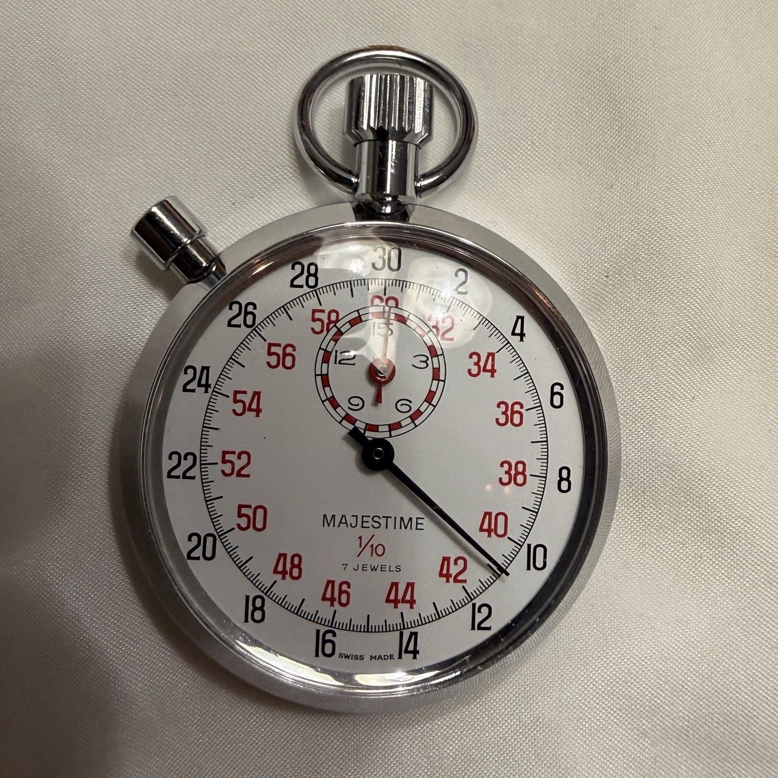 Swiss Made Majestime 1/10 Mechanical Wind Up Stop Watch Excellent Condition!