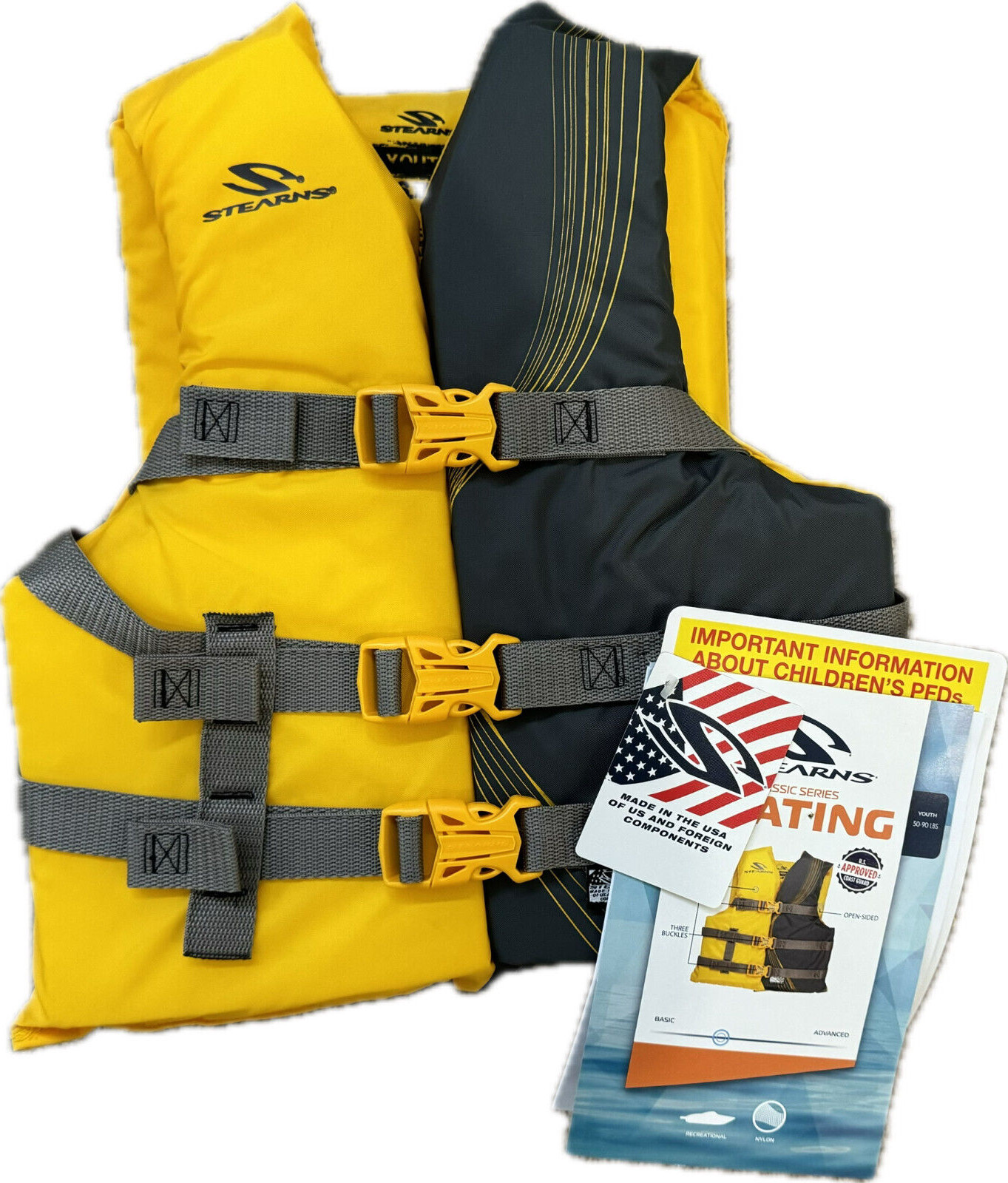 COLEMAN STERNS YELLOW WATER SPORT LIFE VEST JACKET-YOUTH(50-90LBS.) MADE IN USA.