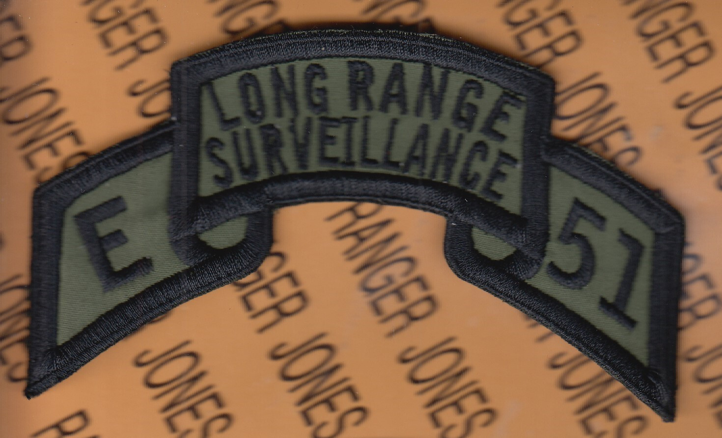 E Co 51st LRS Corps Long Range Surveillance Airborne Ranger ~5" BDU scroll patch