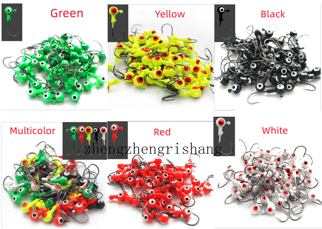 50Pcs 1/32 1/16 1/8 oz Lead Jig Heads Fishing Hooks Crappie Ball Head Lure Bait