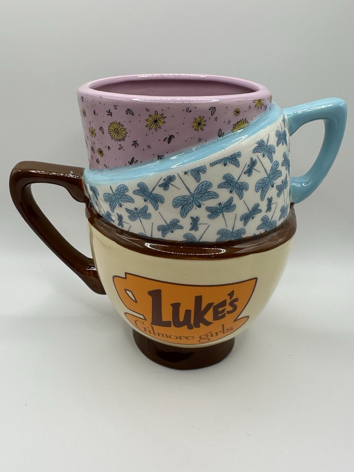 Brand New Gilmore Girls, Luke Stack Trio, Coffee Mug, Double Handle NWT