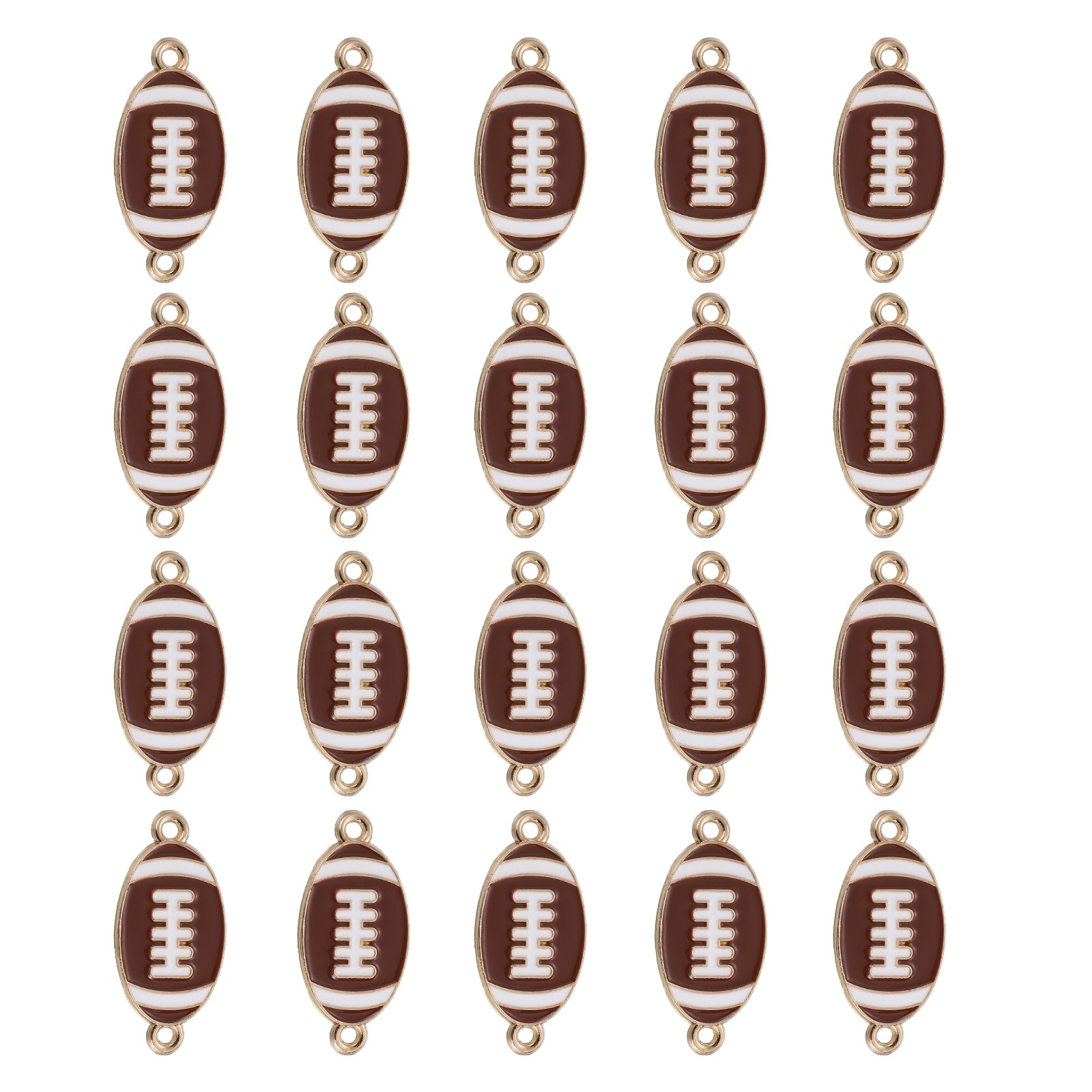 20Pcs Football Charm 28mm Enamel Alloy Rugby Sports Charm Pendants,Dark Brown