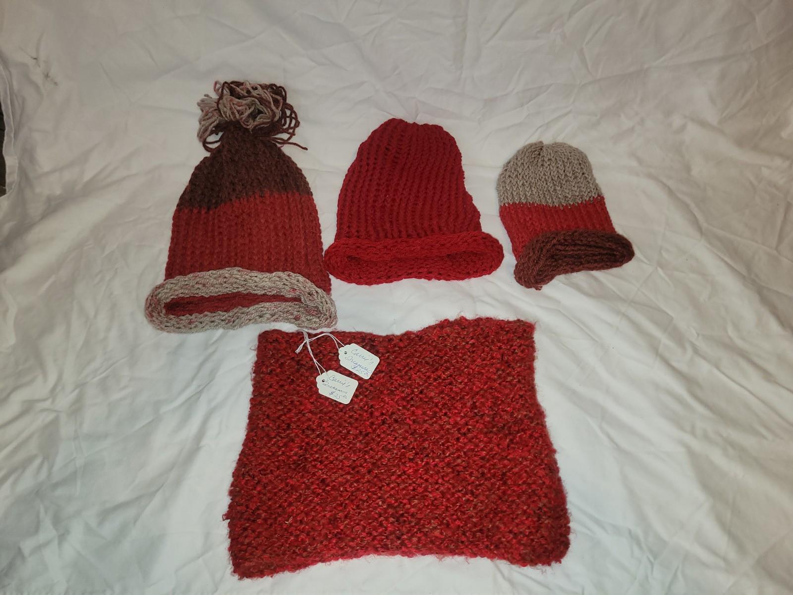 Handmade Crochet Scarf And Hat Beenie Lot Fall Autumn Toboggan 3 Hat 1 Scarf Fam