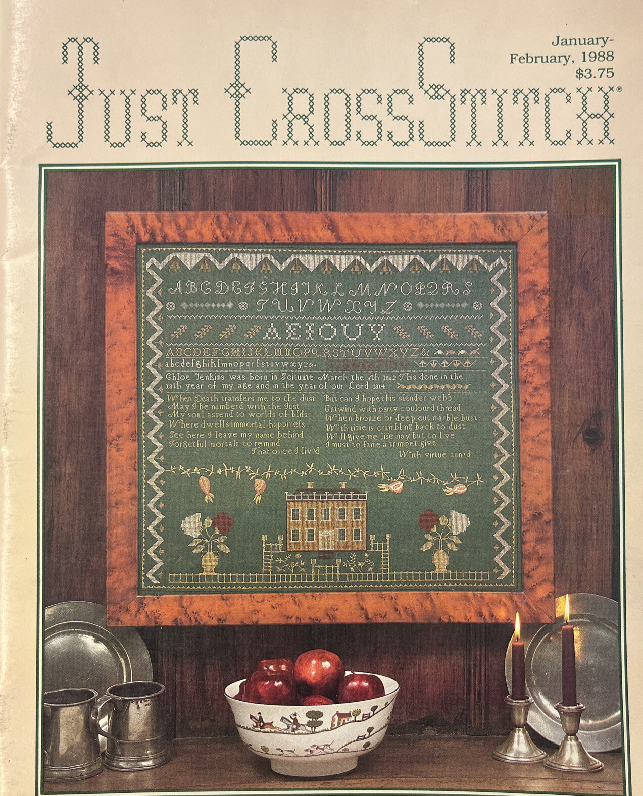 Just Cross Stitch Magazine January February 1988 The Scarlet Letter + More OOP