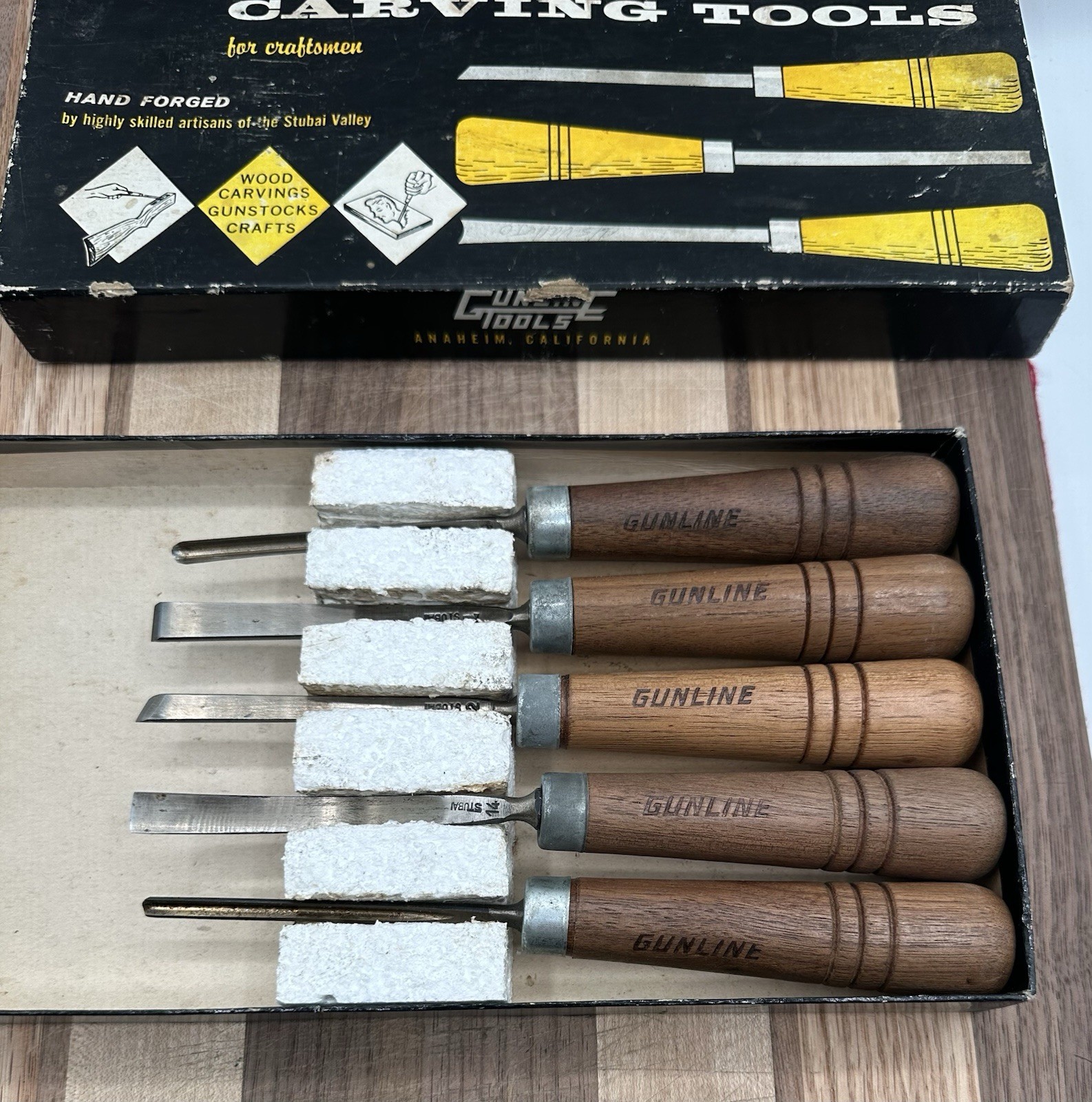 Set of 5 Vintage Gunline Carving Chisels By STUBAI Austria C-705 USA