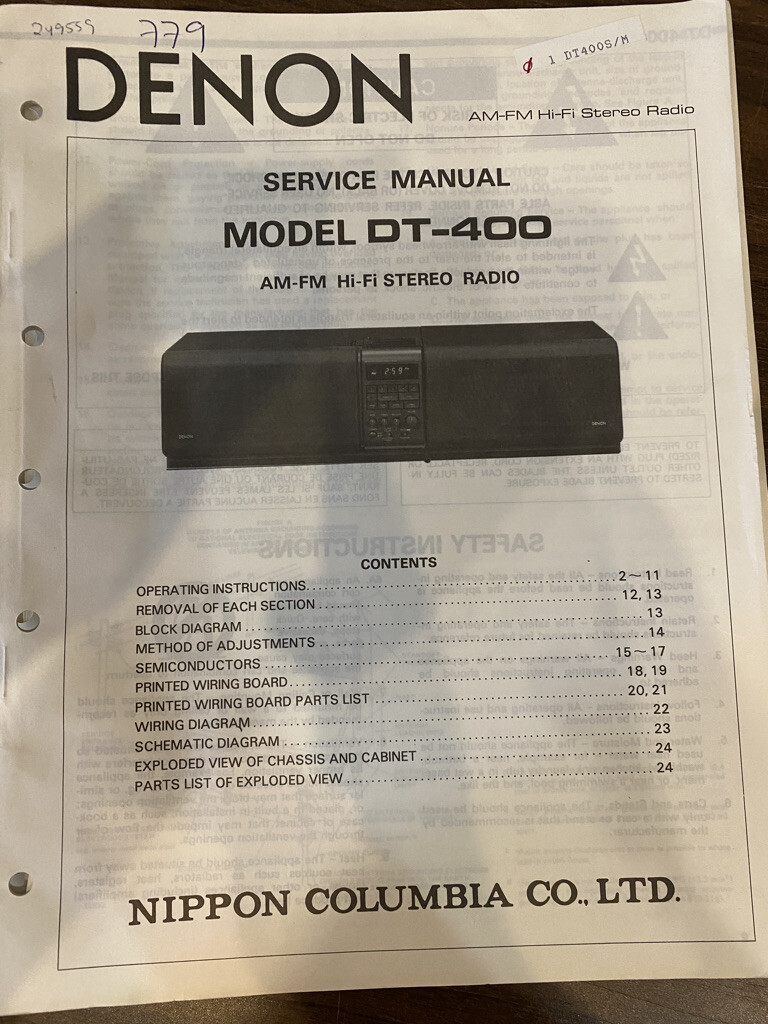 DENON DT-400 DT400 Service Manual **ORIGINAL**