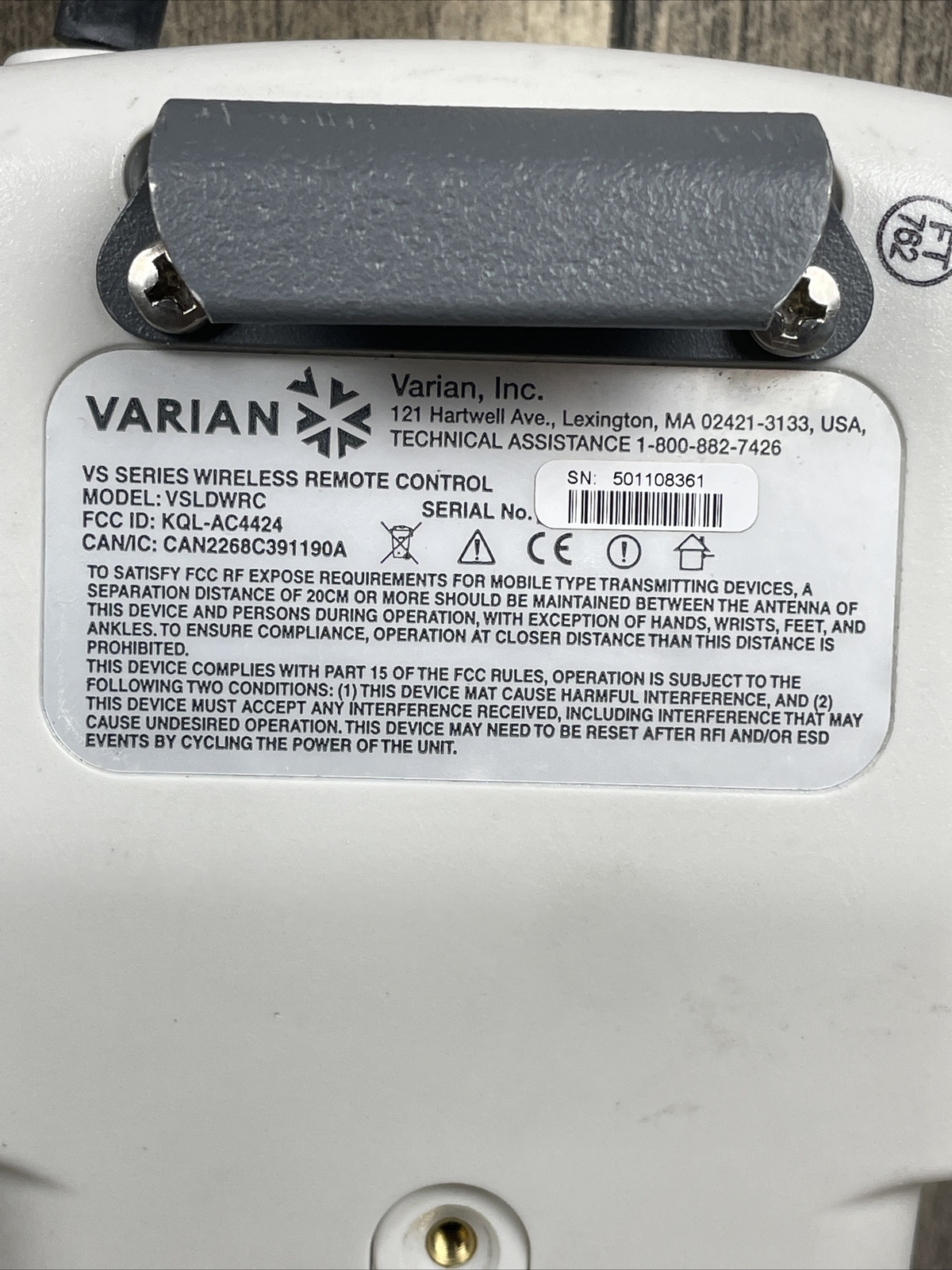 Varian Hand-Held Remote Control Model VSLDWRC⚠️for Parts⚠️